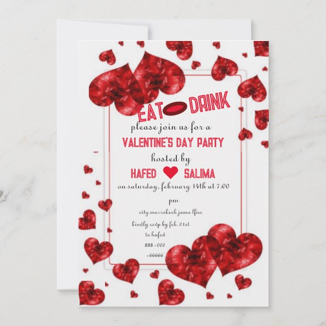 Galentine's Day heartfloral modern pink Invitation (Front)