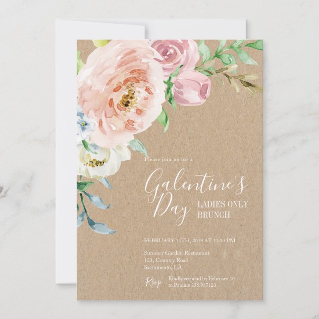 Galentine's Day ladies brunch invitation (Front)