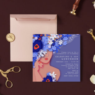 Galentine's Day Luncheon Modern Girly Floral Invitation