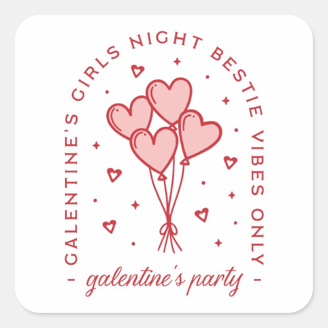 Galentine's day party bestie coquette aesthetic square sticker (Front)