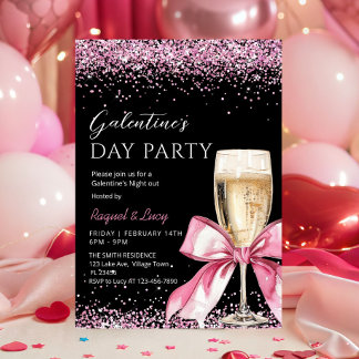 Galentine's Day Party Champagne Pink Coquette Invitation
