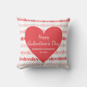 Galentine's Day Personalised Pink and Red Heart Cushion