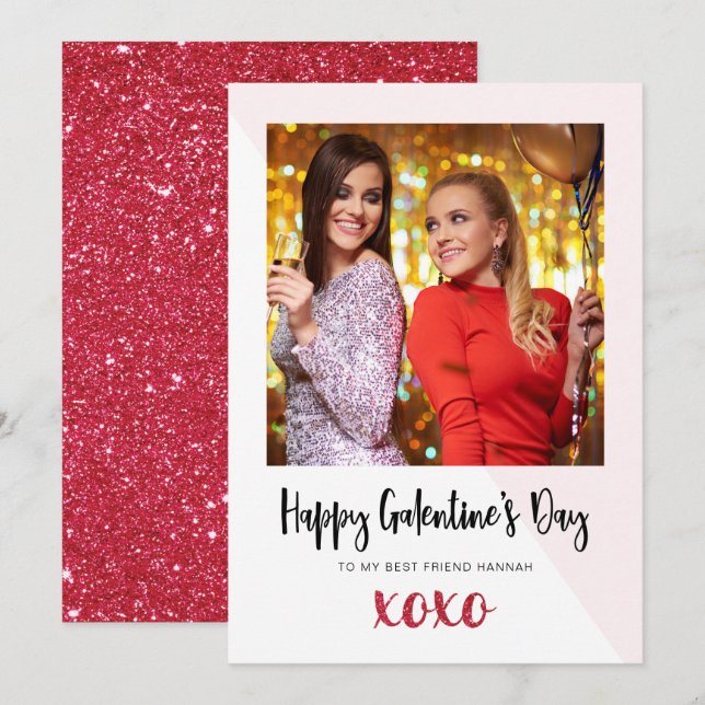Galentine's Day Photo XOXO Card (Front/Back)