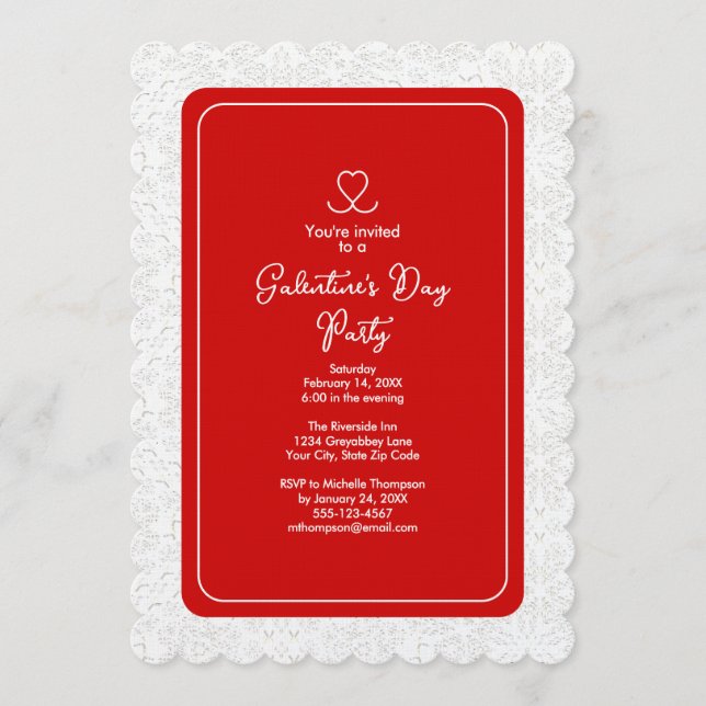Galentine's Day Red Party Invitation Invitation (Front)