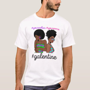 Galentines Day Single Valentines Melanin Queen Bla T-Shirt