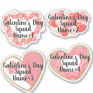 Galentine's Day Squad Add Names Monogram Stickers