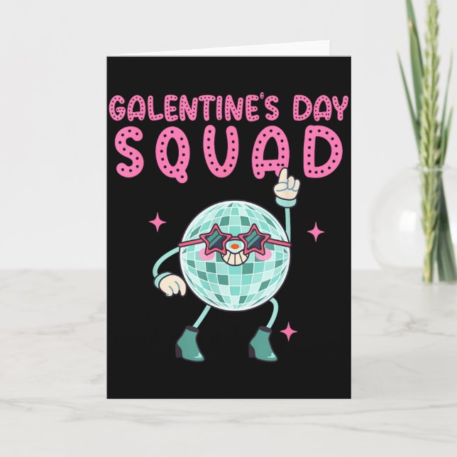 Galentines Day Squad Disco Ball Design  Card (Front)