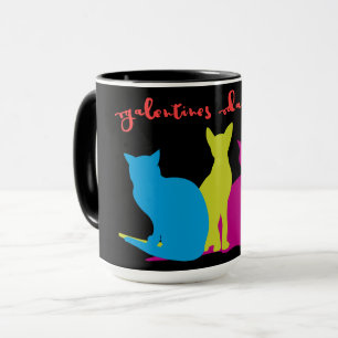 Galentines Day Squad of Colourful Lady Cats Mug