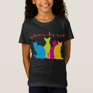 Galentines Day Squad of Colourful Lady Cats T-Shirt