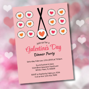 Galentine's Day Sushi Dinner Party Valentine's Day Invitation
