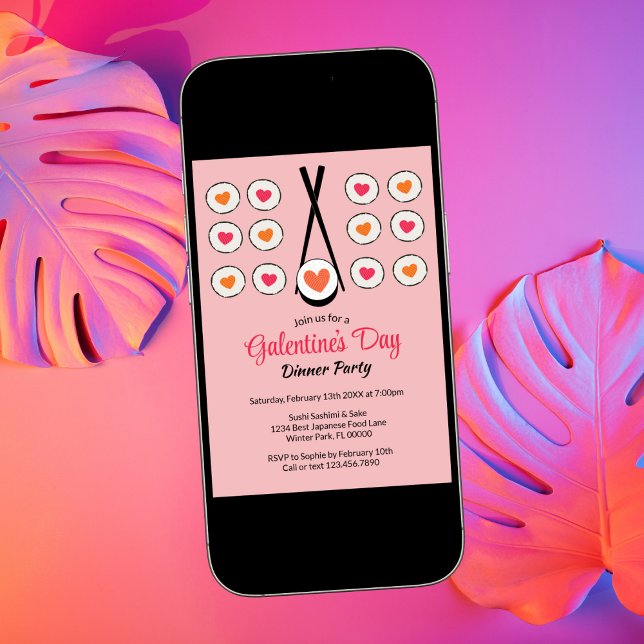 Galentine's Day Sushi Dinner Party Valentine's Day Invitation (Creator Uploaded)