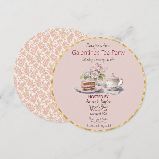 Galentine's Day Tea Party Invitation (Front/Back)