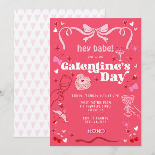 Galentine's Day Vintage Coquette Pink Invitation