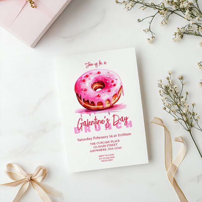 Galentine's Day Watercolor Doughnuts Invitation (Creator Uploaded)