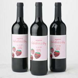 Galentine's Day Wine Sparkling Wine Label Strawber