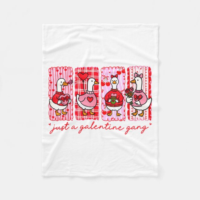 Galentines Day Women Galentines Gang Goose Valenti Fleece Blanket (Front)
