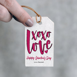 Galentine's Day XOXO Love Bold Pink   Gift Tags