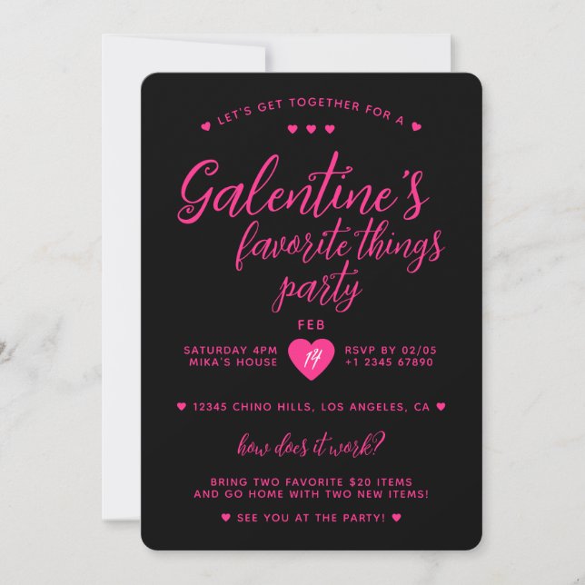 Galentine's Favorite Things Valentine's Party Invitation (Front)