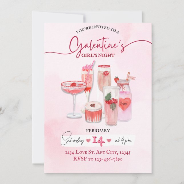 Galentine's Girl's Night Party Invitation (Front)