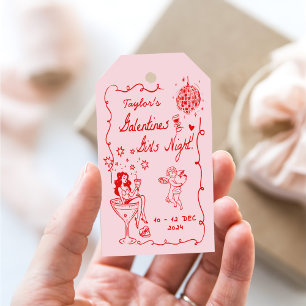 Galentines Girls Night Party Valentine Party Drawn Gift Tags