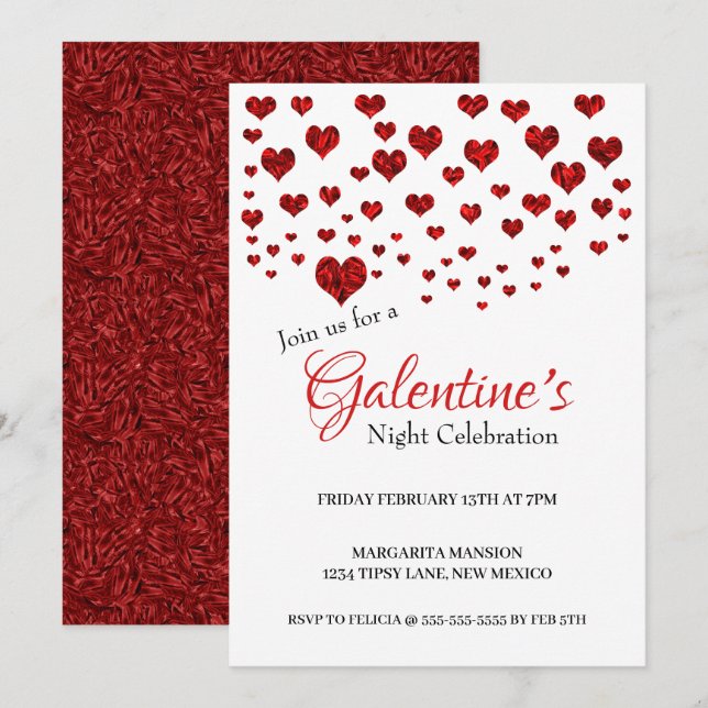 Galentine's Night Celebration Party Invitation (Front/Back)