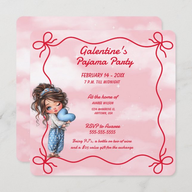 Galentine's Pajama Party Invitation (Front/Back)
