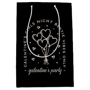 Galentines party bestie girls night black medium gift bag