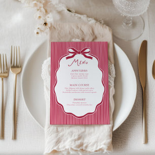 Galentine's Party Cherry Bow Frame Menu Card