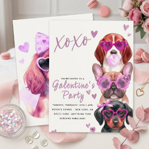 Galentine's Party Dog Invitation ,Cute Watercolor