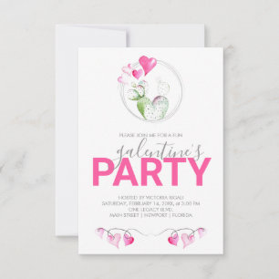 Galentines Party Invitations Watercolor Cactus