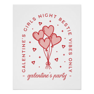 Galentine's party valentines bestie coquette poster