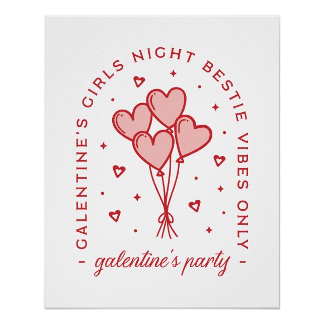 Galentine's party valentines bestie coquette poster (Front)