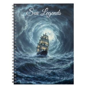 Galeon ship storm moonlit ocean voyage notebook
