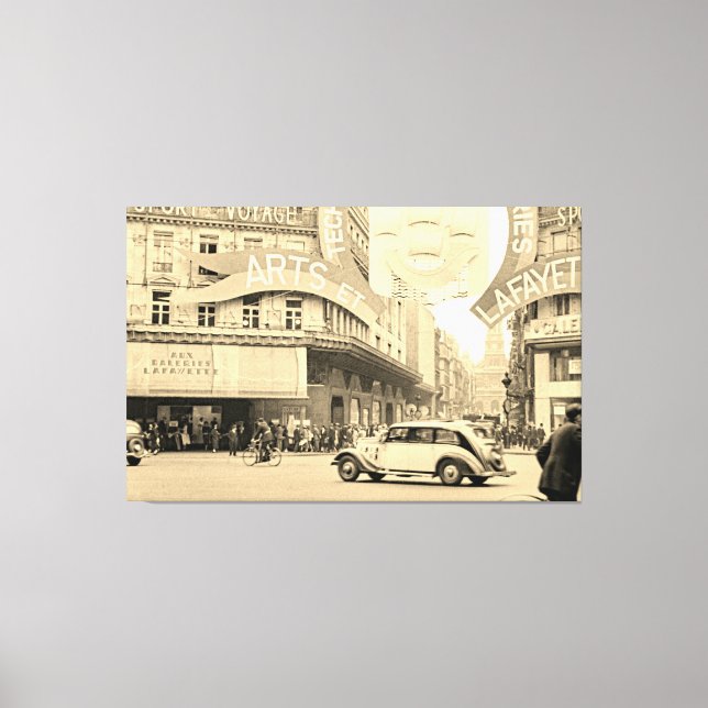 Galeries Lafayette Paris Haussmann 1940 Photograph Canvas Print (Front)