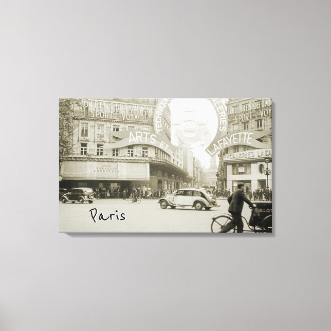 Galeries Lafayette Paris Haussmann 1940 Photograph Canvas Print (Front)