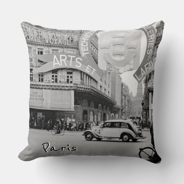 Galeries Lafayette Paris Haussmann 1940 Photograph Cushion (Front)