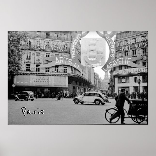 Galeries Lafayette Paris Haussmann 1940 Photograph Poster (Front)