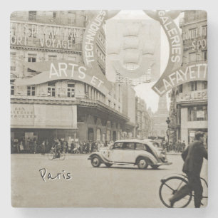 Galeries Lafayette Paris Haussmann 1940 Photograph Stone Coaster