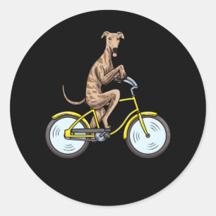 Galgo Espanol Dog with bike Spanish sighthound Classic Round Sticker