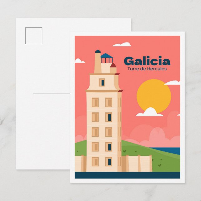 Galicia Spain Art Vintage Travel Illustration Postcard (Front/Back)