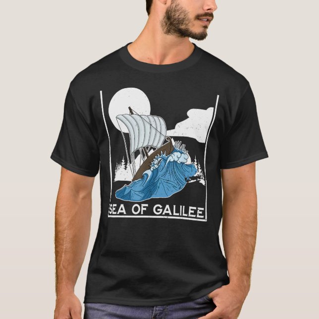 Galilee seas storms religious Christians Christian T-Shirt (Front)