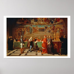 Galileo Galilei (1564-1642) before members of the Poster