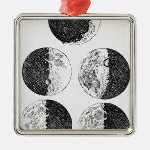Galileo's drawings of the phases of the moon metal tree decoration