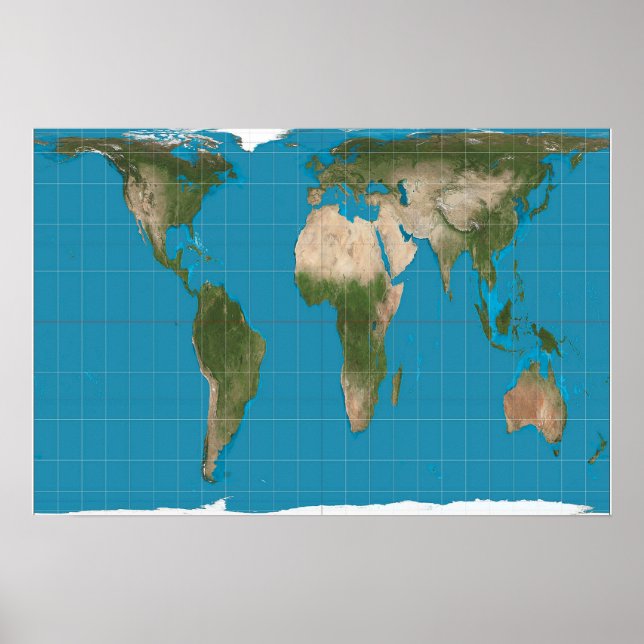 Gall Peters Projection World Map Poster (Front)