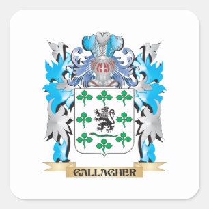 Gallagher Coat of Arms - Family Crest Square Sticker