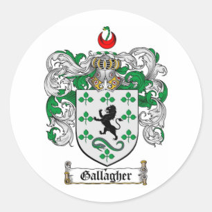 GALLAGHER FAMILY CREST -  GALLAGHER COAT OF ARMS CLASSIC ROUND STICKER