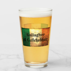 Gallagher Family Name on Irish Flag Glass
