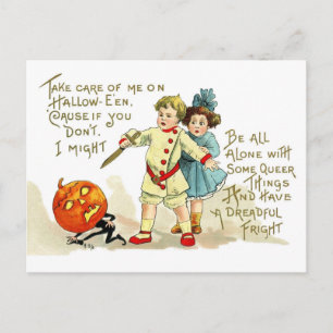 Gallant Protector on Halloween Night Postcard