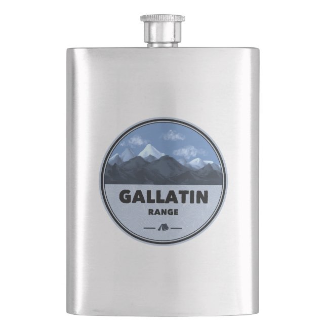 Gallatin Range Montana Wyoming Camping Hip Flask (Front)