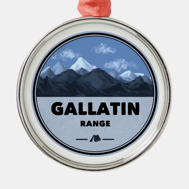 Gallatin Range Montana Wyoming Camping Metal Tree Decoration (Front)